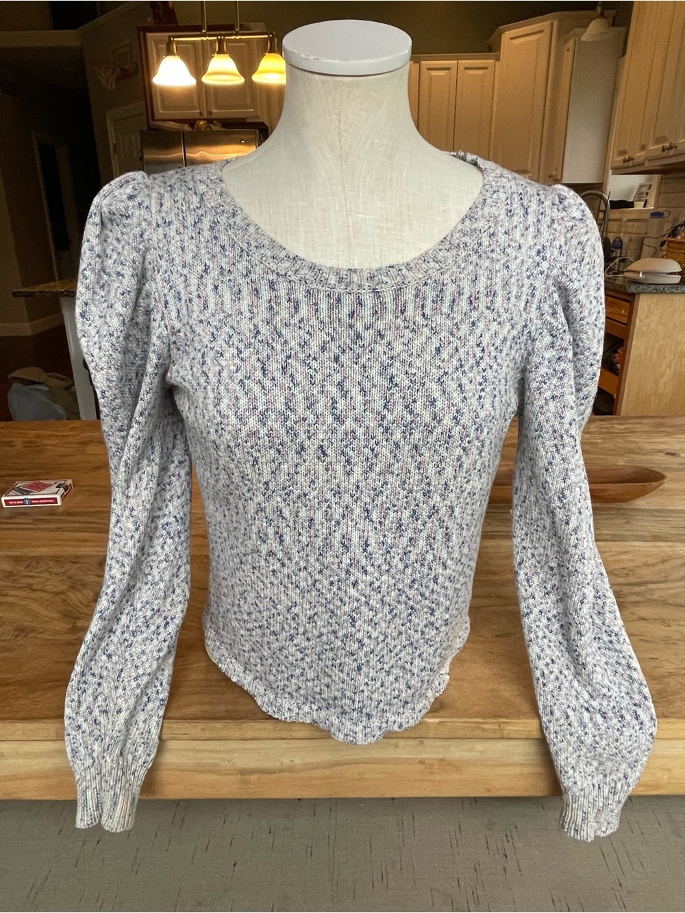 Fate Speckled Scoop Neck Sweater with Puff Shoulders